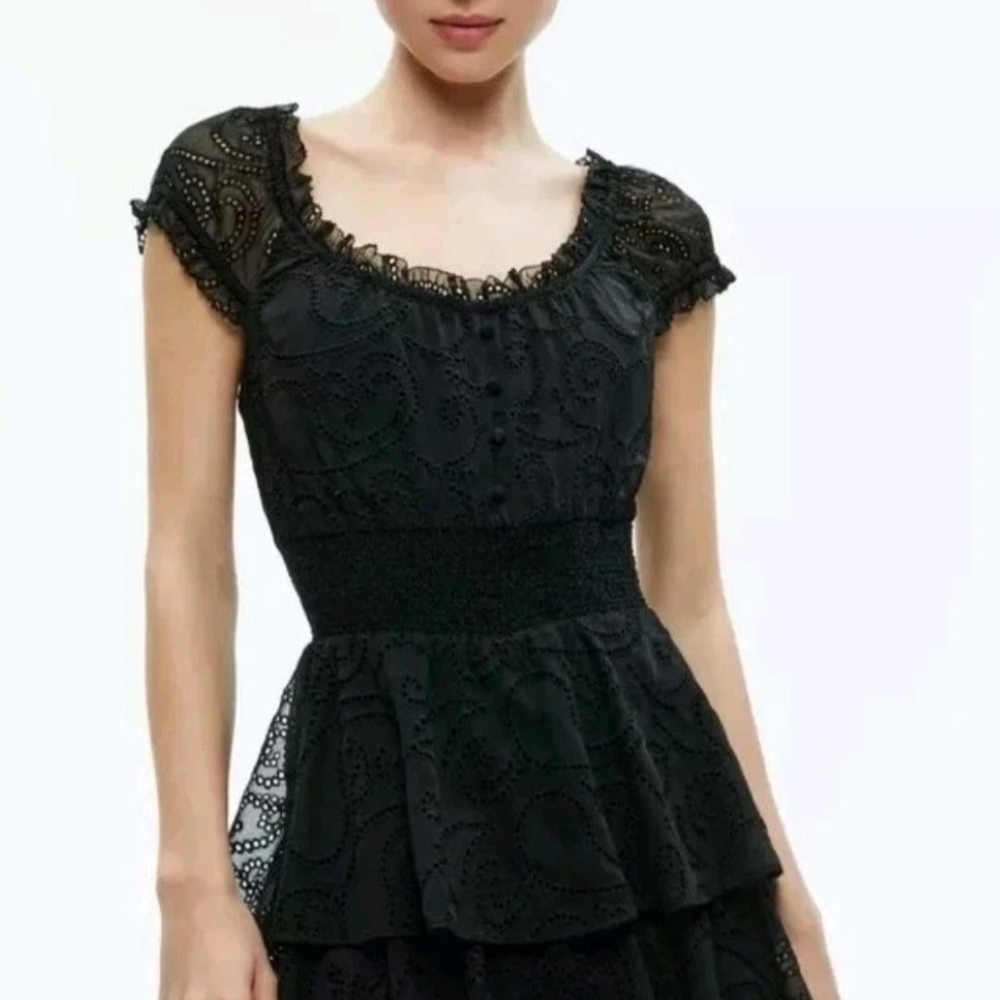 Alice + Olivia Black Lace Mini Dress